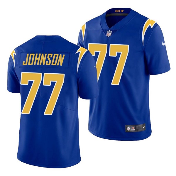 Men's Los Angeles Chargers #77 Zion Johnson Royal Vapor Untouchable Limited Stitched Jersey